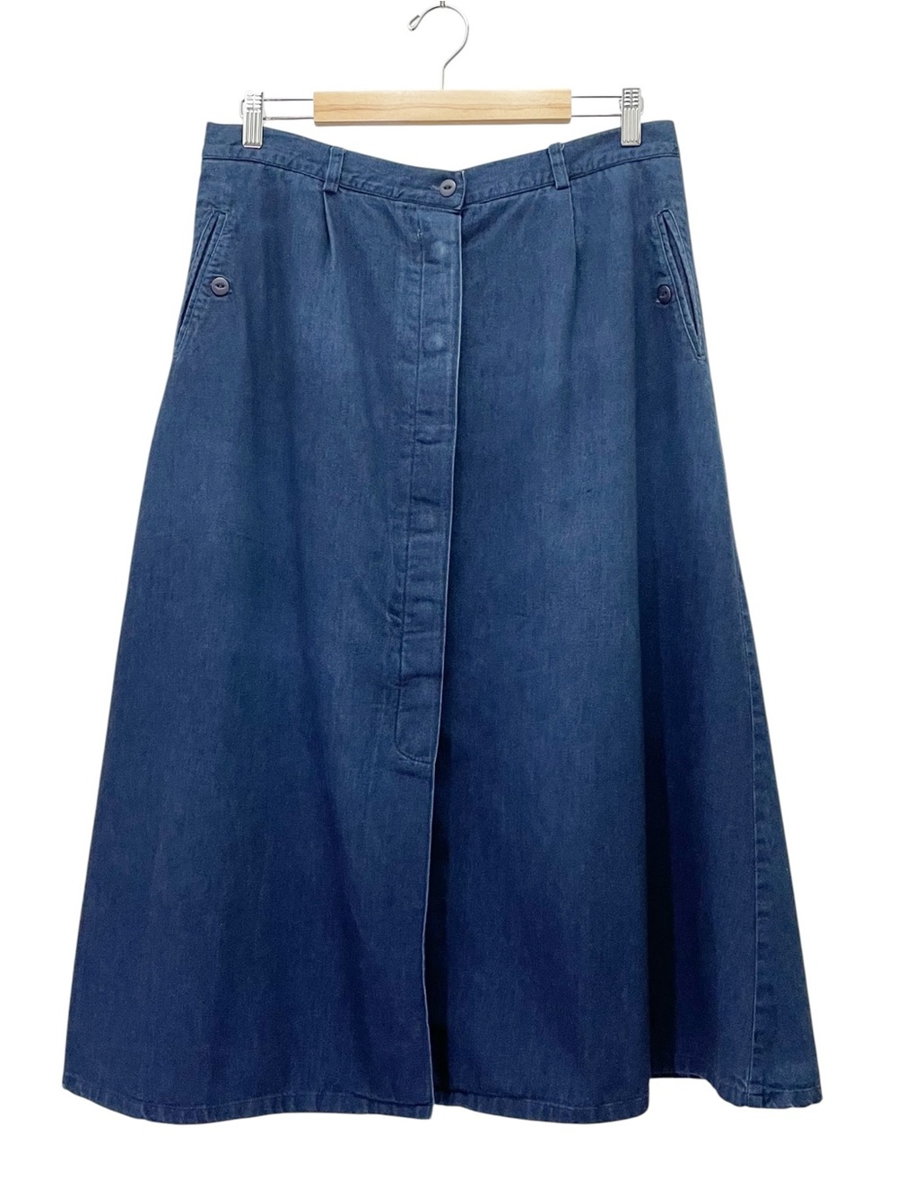 Vintage Pendleton Denim Maxi Skirt 16W Blue Cotton Button Front USA A-Line - Picture 2 of 10
